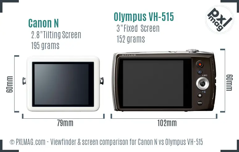 Canon N vs Olympus VH-515 Screen and Viewfinder comparison