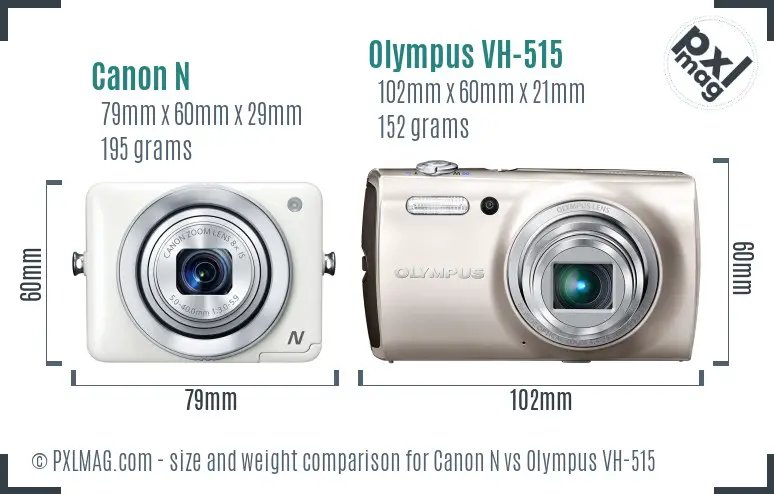 Canon N vs Olympus VH-515 size comparison