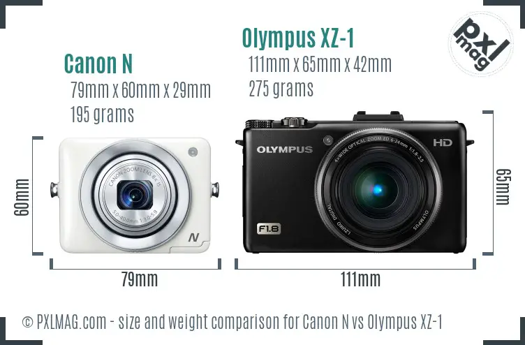 Canon N vs Olympus XZ-1 size comparison