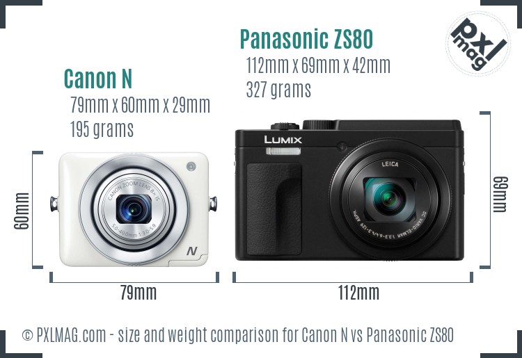 Canon N vs Panasonic ZS80 size comparison Canon N vs Panasonic ZS80 size comparison