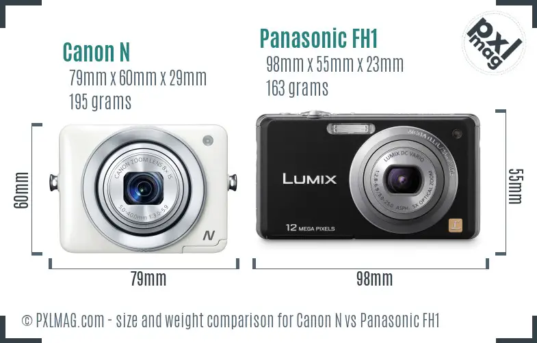 Canon N vs Panasonic FH1 size comparison Canon N vs Panasonic FH1 size comparison