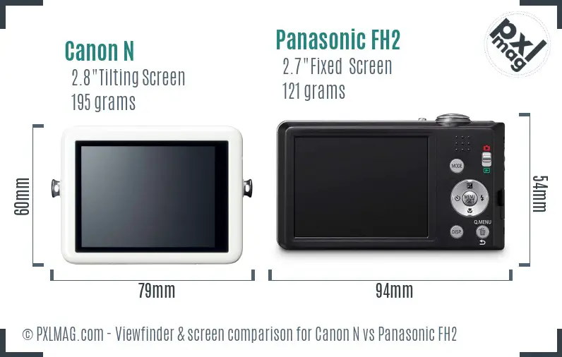Canon N vs Panasonic FH2 Screen and Viewfinder comparison Canon N vs Panasonic FH2 Screen and Viewfinder comparison