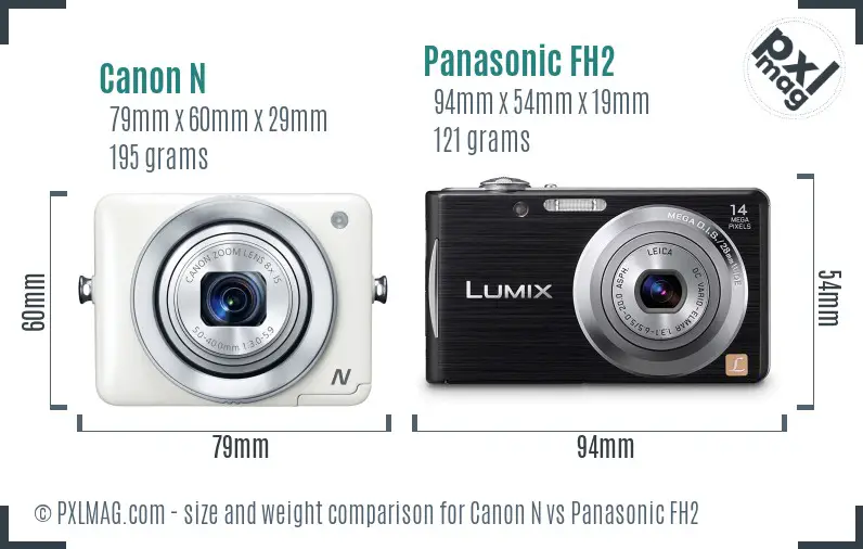 Canon N vs Panasonic FH2 size comparison Canon N vs Panasonic FH2 size comparison