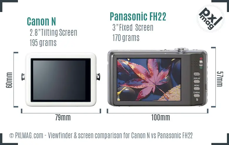 Canon N vs Panasonic FH22 Screen and Viewfinder comparison Canon N vs Panasonic FH22 Screen and Viewfinder comparison