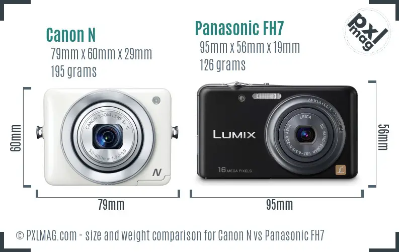 Canon N vs Panasonic FH7 size comparison