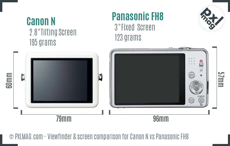 Canon N vs Panasonic FH8 Screen and Viewfinder comparison Canon N vs Panasonic FH8 Screen and Viewfinder comparison