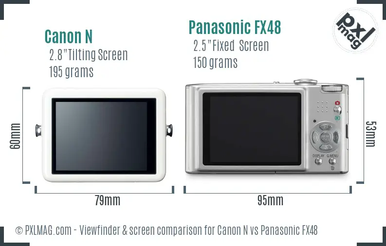 Canon N vs Panasonic FX48 Screen and Viewfinder comparison
