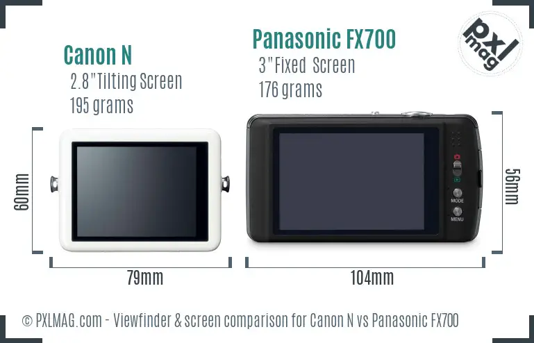 Canon N vs Panasonic FX700 Screen and Viewfinder comparison