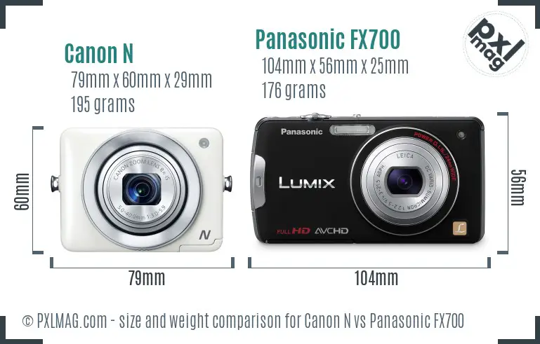 Canon N vs Panasonic FX700 size comparison