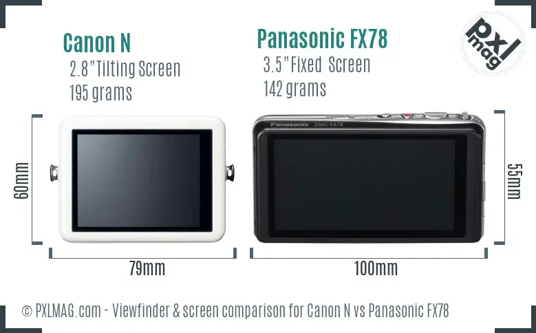 Canon N vs Panasonic FX78 Screen and Viewfinder comparison Canon N vs Panasonic FX78 Screen and Viewfinder comparison
