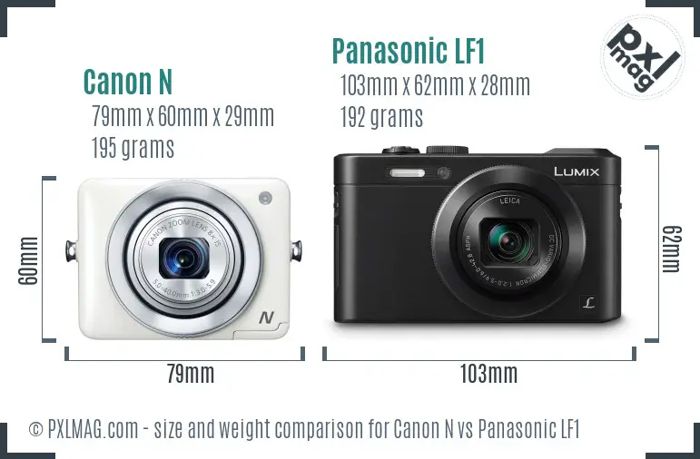 Canon N vs Panasonic LF1 size comparison