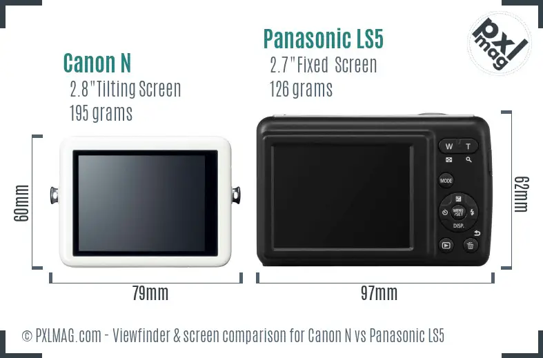 Canon N vs Panasonic LS5 Screen and Viewfinder comparison Canon N vs Panasonic LS5 Screen and Viewfinder comparison