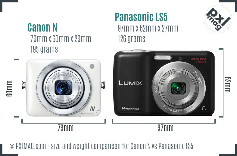 Canon N vs Panasonic LS5 size comparison Canon N vs Panasonic LS5 size comparison