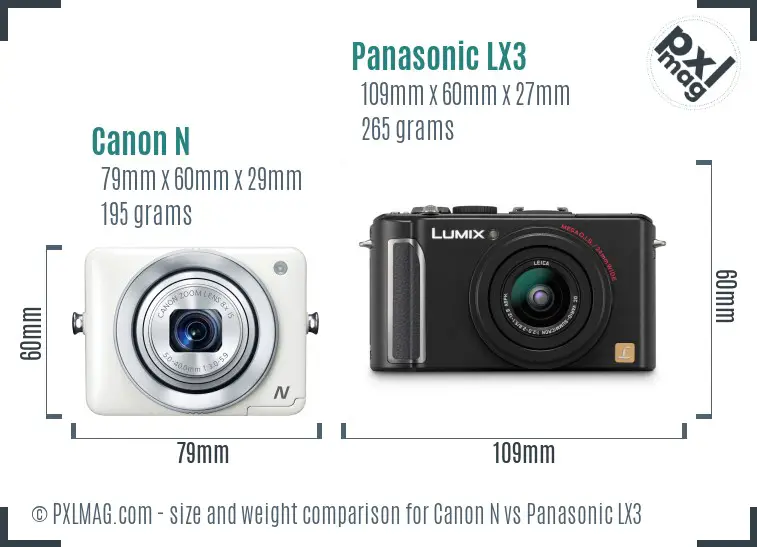 Canon N vs Panasonic LX3 size comparison Canon N vs Panasonic LX3 size comparison
