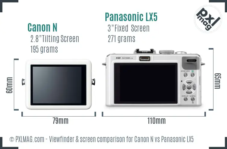 Canon N vs Panasonic LX5 Screen and Viewfinder comparison