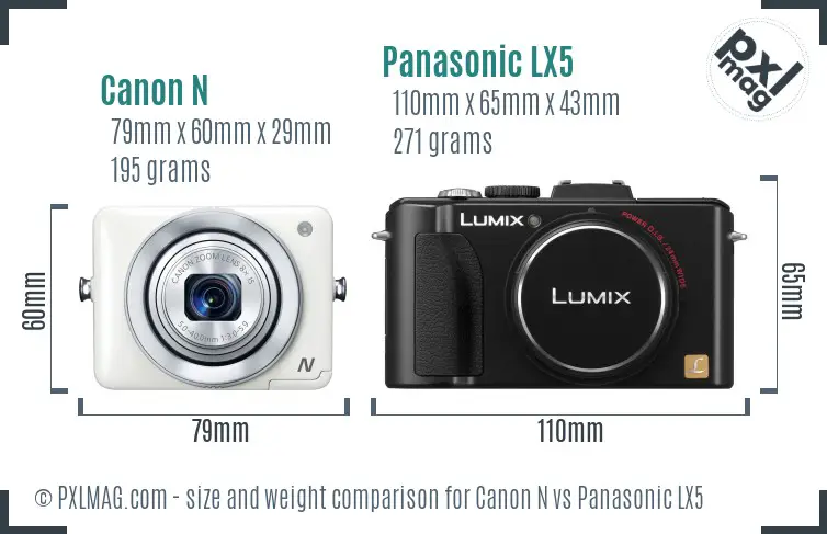 Canon N vs Panasonic LX5 size comparison