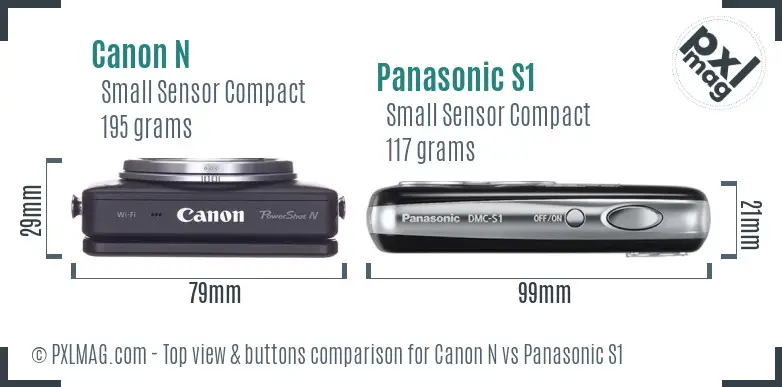 Canon N vs Panasonic S1 top view buttons comparison