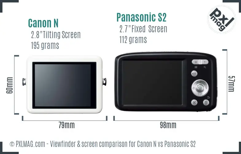 Canon N vs Panasonic S2 Screen and Viewfinder comparison