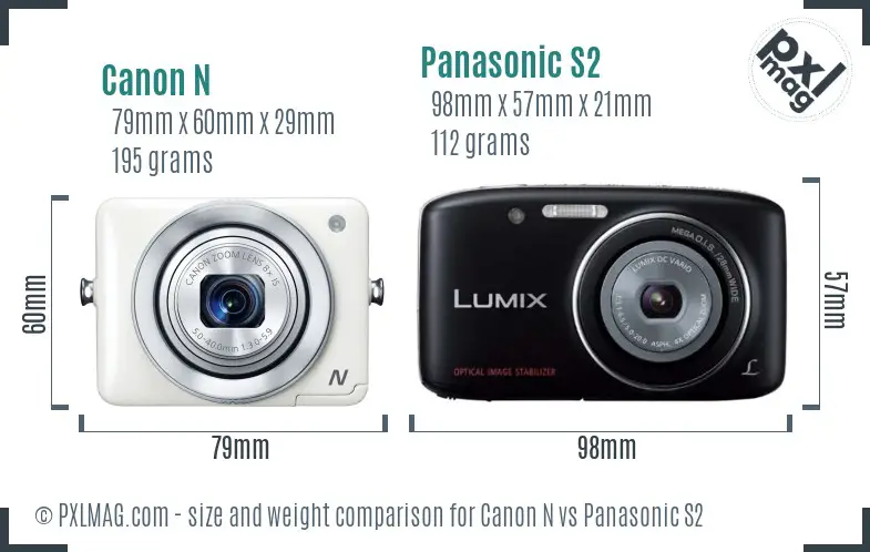 Canon N vs Panasonic S2 size comparison