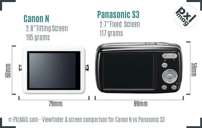 Canon N vs Panasonic S3 Screen and Viewfinder comparison