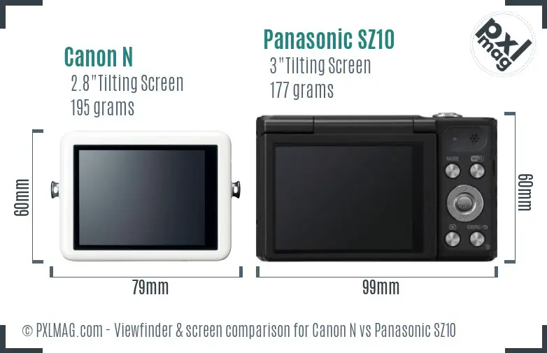 Canon N vs Panasonic SZ10 Screen and Viewfinder comparison Canon N vs Panasonic SZ10 Screen and Viewfinder comparison