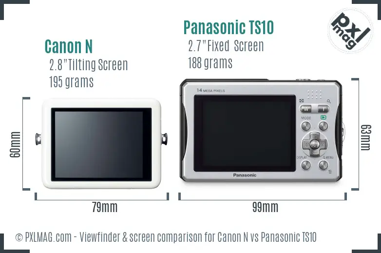 Canon N vs Panasonic TS10 Screen and Viewfinder comparison