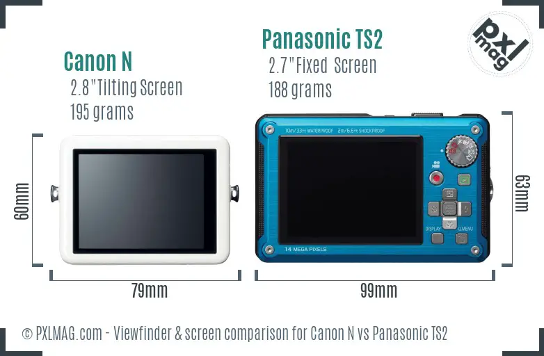 Canon N vs Panasonic TS2 Screen and Viewfinder comparison