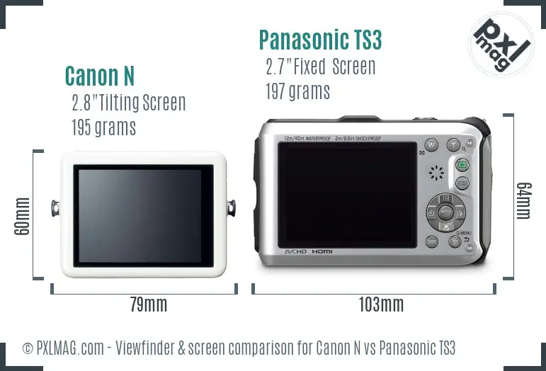 Canon N vs Panasonic TS3 Screen and Viewfinder comparison