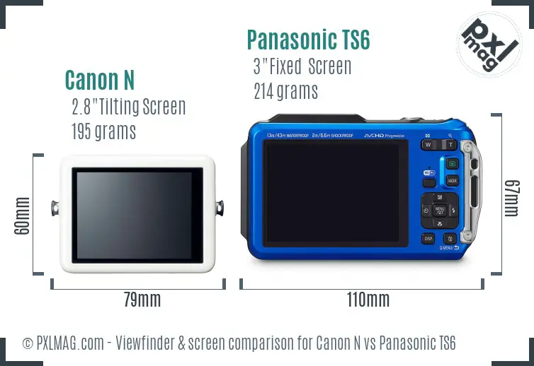 Canon N vs Panasonic TS6 Screen and Viewfinder comparison