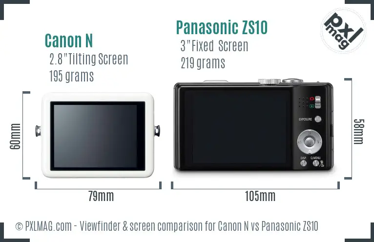 Canon N vs Panasonic ZS10 Screen and Viewfinder comparison Canon N vs Panasonic ZS10 Screen and Viewfinder comparison