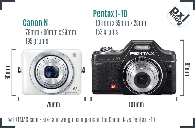 Canon N vs Pentax I-10 size comparison Canon N vs Pentax I-10 size comparison