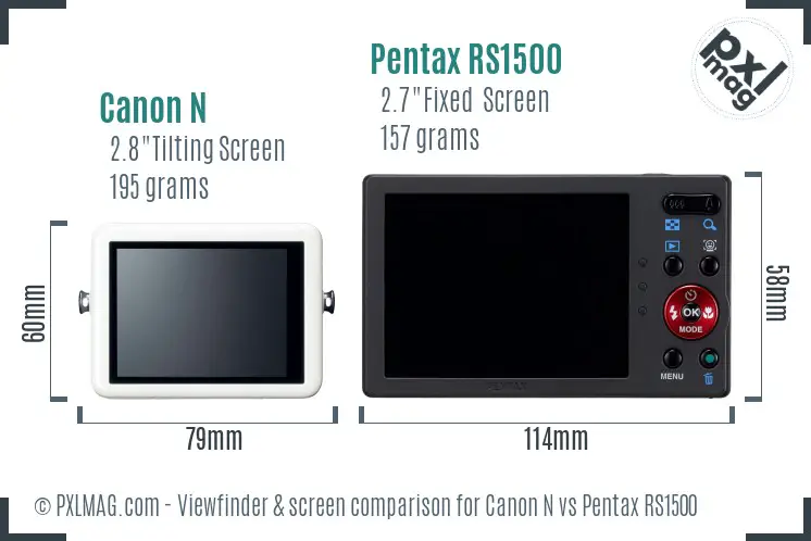 Canon N vs Pentax RS1500 Screen and Viewfinder comparison Canon N vs Pentax RS1500 Screen and Viewfinder comparison