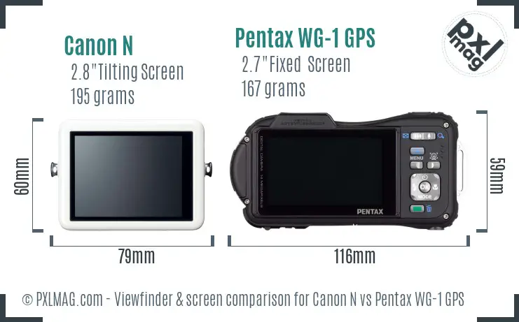 Canon N vs Pentax WG-1 GPS Screen and Viewfinder comparison Canon N vs Pentax WG-1 GPS Screen and Viewfinder comparison
