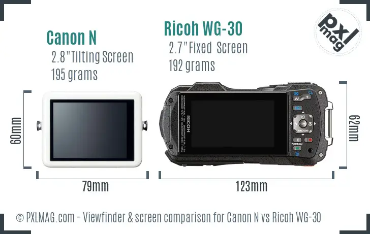 Canon N vs Ricoh WG-30 Screen and Viewfinder comparison Canon N vs Ricoh WG-30 Screen and Viewfinder comparison