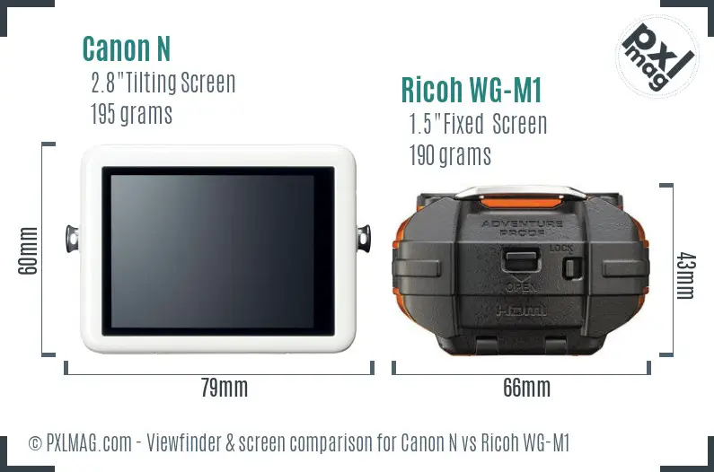 Canon N vs Ricoh WG-M1 Screen and Viewfinder comparison Canon N vs Ricoh WG-M1 Screen and Viewfinder comparison