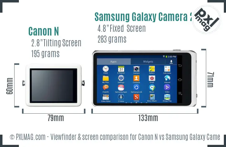 Canon N vs Samsung Galaxy Camera 2 Screen and Viewfinder comparison
