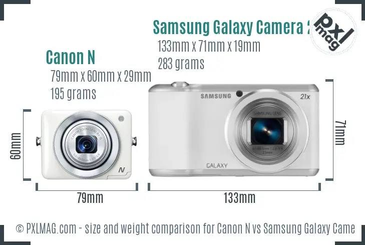 Canon N vs Samsung Galaxy Camera 2 size comparison