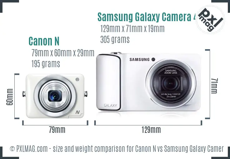 Canon N vs Samsung Galaxy Camera 4G size comparison Canon N vs Samsung Galaxy Camera 4G size comparison