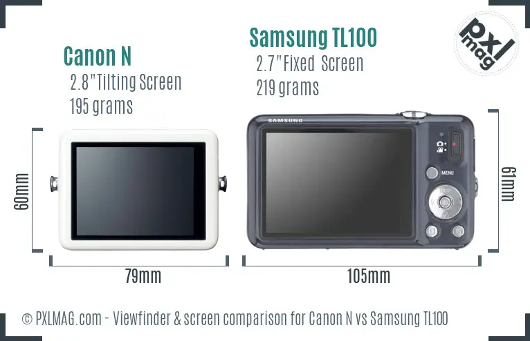 Canon N vs Samsung TL100 Screen and Viewfinder comparison Canon N vs Samsung TL100 Screen and Viewfinder comparison