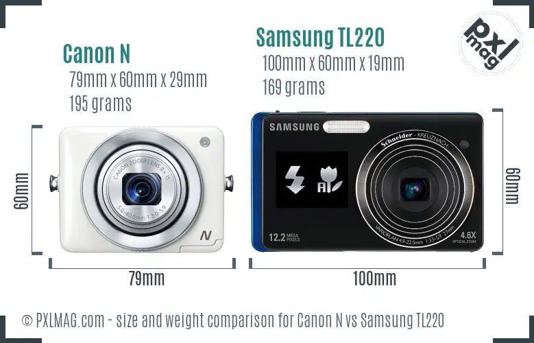 Canon N vs Samsung TL220 size comparison Canon N vs Samsung TL220 size comparison