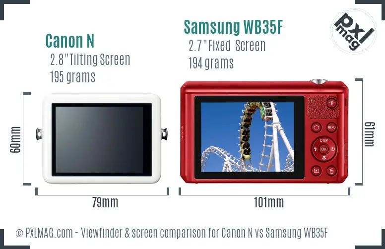 Canon N vs Samsung WB35F Screen and Viewfinder comparison Canon N vs Samsung WB35F Screen and Viewfinder comparison
