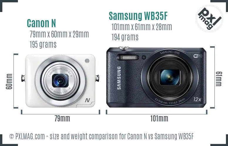 Canon N vs Samsung WB35F size comparison Canon N vs Samsung WB35F size comparison