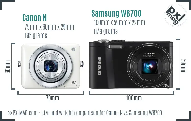 Canon N vs Samsung WB700 size comparison Canon N vs Samsung WB700 size comparison