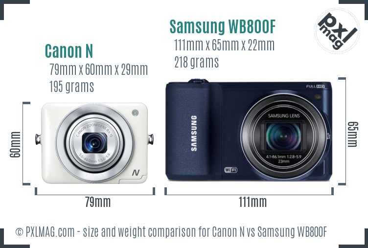 Canon N vs Samsung WB800F size comparison Canon N vs Samsung WB800F size comparison