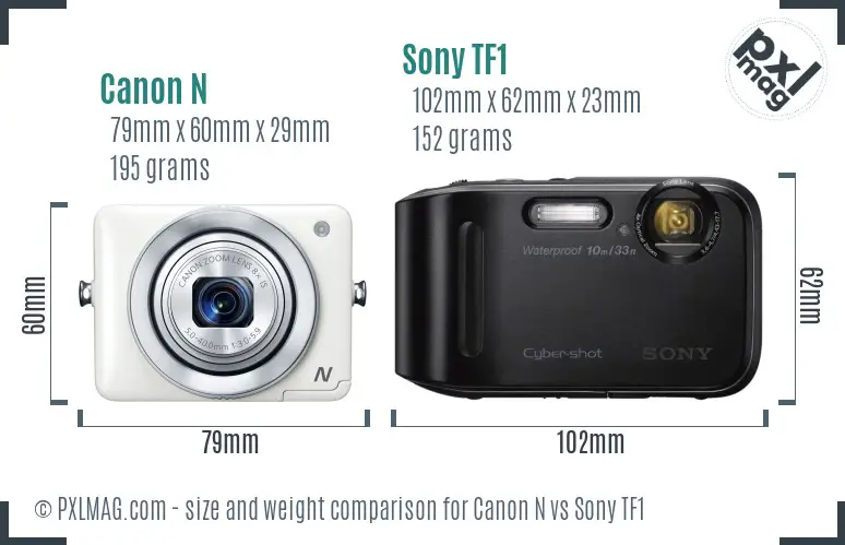 Canon N vs Sony TF1 size comparison