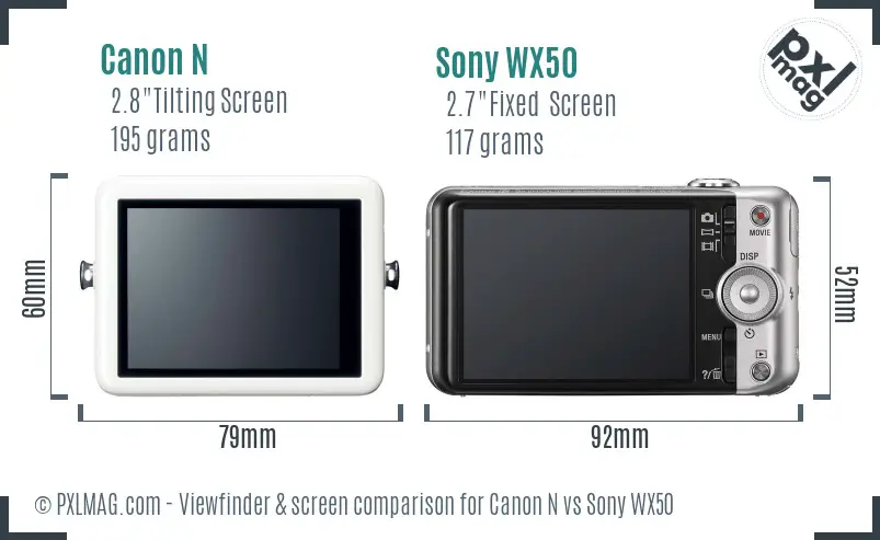 Canon N vs Sony WX50 Screen and Viewfinder comparison Canon N vs Sony WX50 Screen and Viewfinder comparison