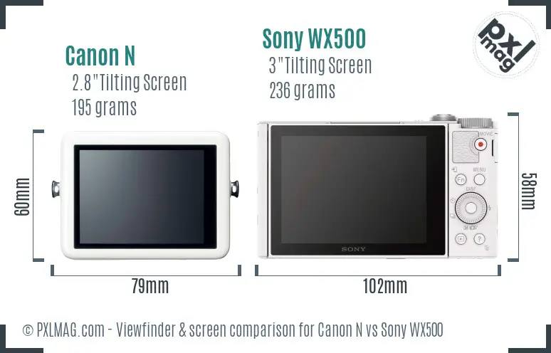 Canon N vs Sony WX500 Screen and Viewfinder comparison Canon N vs Sony WX500 Screen and Viewfinder comparison