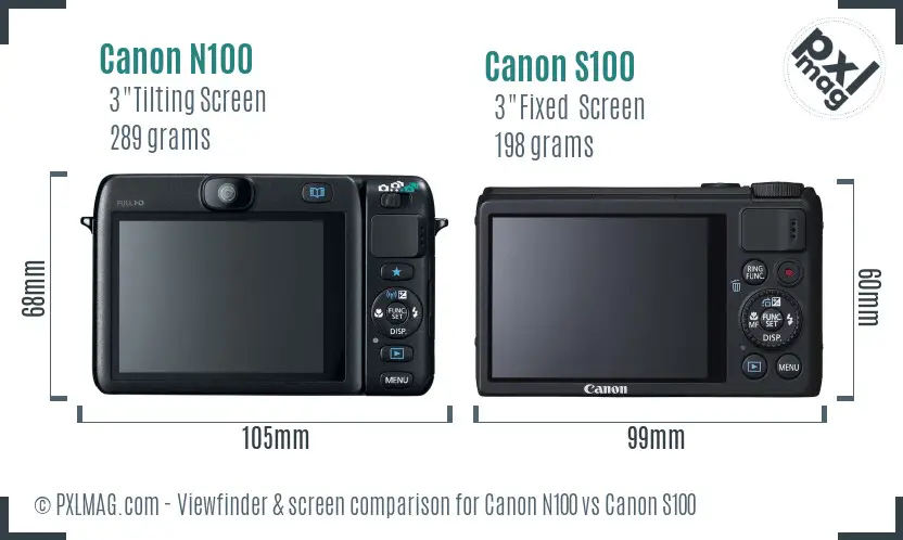 Canon N100 vs Canon S100 Screen and Viewfinder comparison Canon N100 vs Canon S100 Screen and Viewfinder comparison