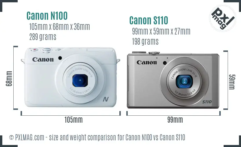 Canon N100 vs Canon S110 size comparison