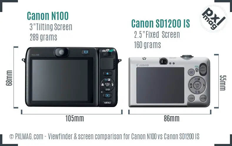Canon N100 vs Canon SD1200 IS Screen and Viewfinder comparison